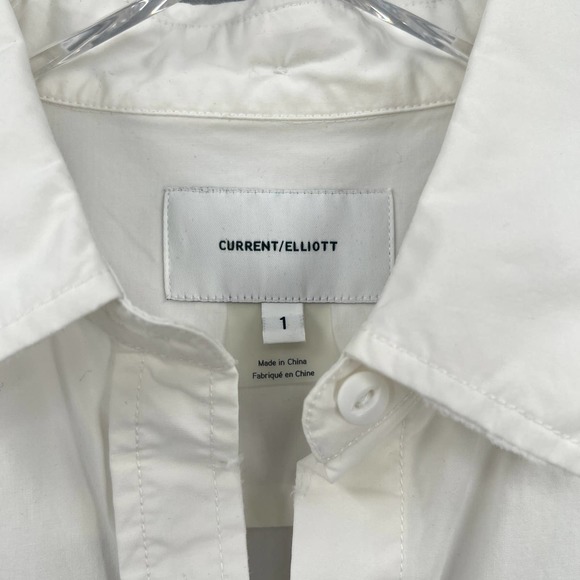 CURRENT/ELLIOTT Shirt Womens Small 1 White Long Sleeve Button Up Convertible - Picture 9 of 16